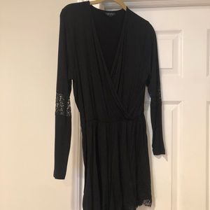 TopShop V Neck Lace Detail Romper